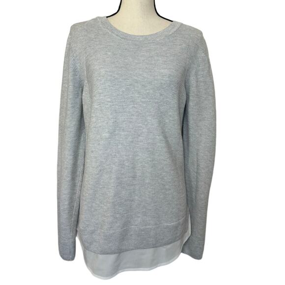 Hilary Radley Sweaters - Hilary Radley Soft Knit Women's M Gray Round Neck Layered 2fer‎ Sweater